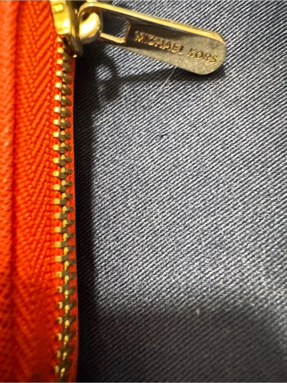 Michael Kors Orange Zip Wristlet Wallet w/ Wrist Strap Logo, Credit Card